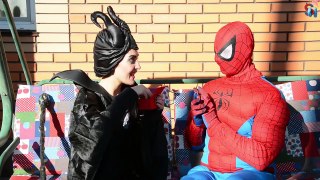 Spiderman & Autumn Story w/ Frozen Elsa Witch Joker Spidergirl Fun Superhero in real life IRL