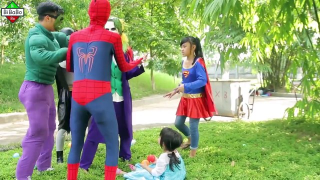 SuperHeroes SPIDERMAN & Frozen Elsa Caption America vs Superman girl w/ Batman vs Deadpool & Hulk