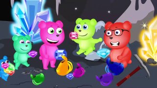 Mega Gummy bear in the sea adventures finger family nursery rhymes for kids toys fun