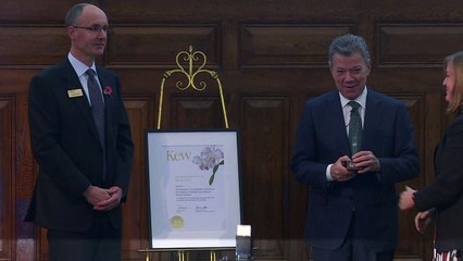 Santos recoge premio ambiental en Londres por paz en Colombia