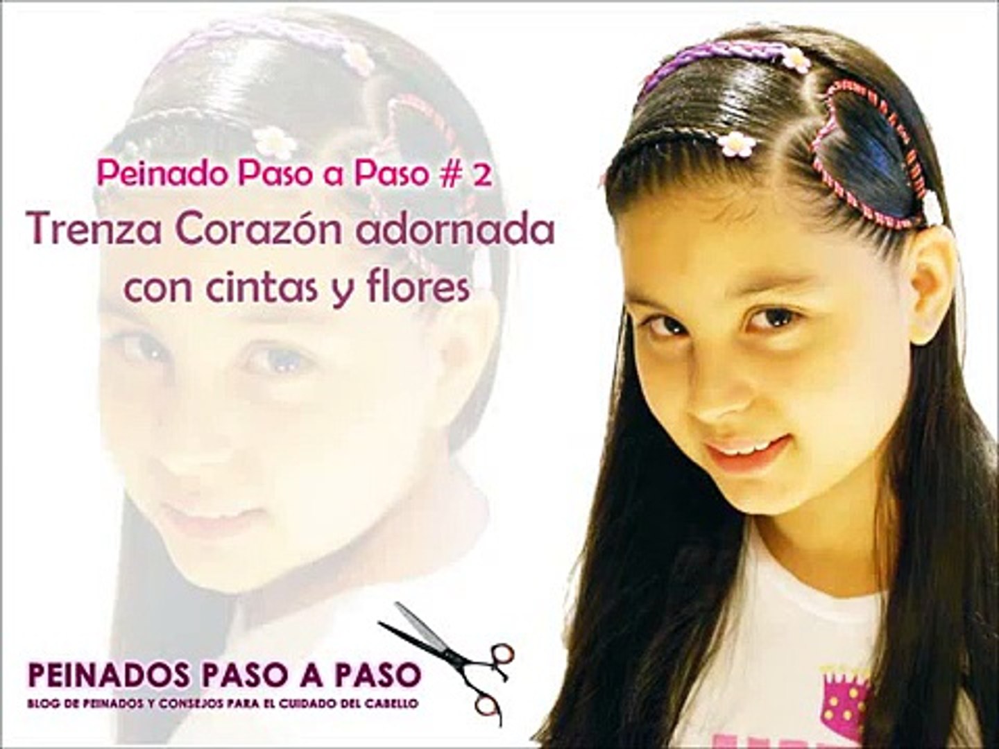 Peinados fáciles para niña | Trenza Corazón adornada con cintas y flores –  Видео Dailymotion