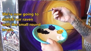 Midnight Raven Acrylic Step by Step Painting on Canvas for Beginners
