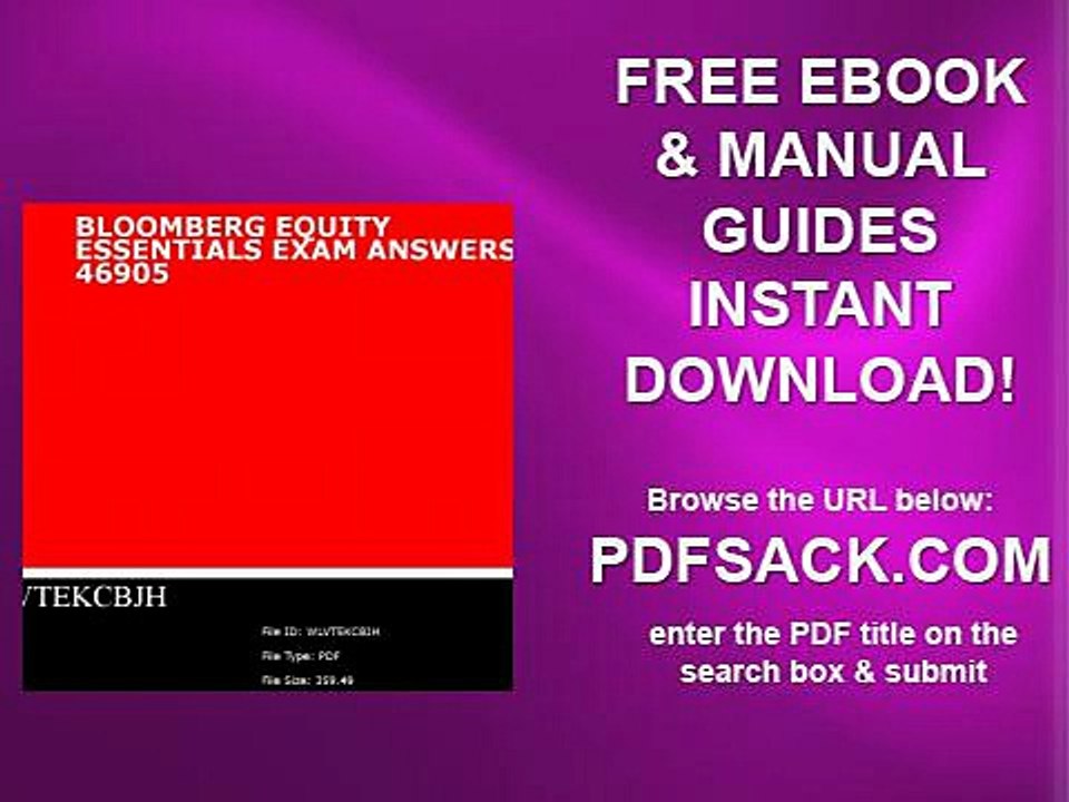 Bloomberg Equity Essentials Exam Answers 46905