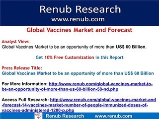Global Vaccines Market to be an opportunity of more than US$ 60 Billion
