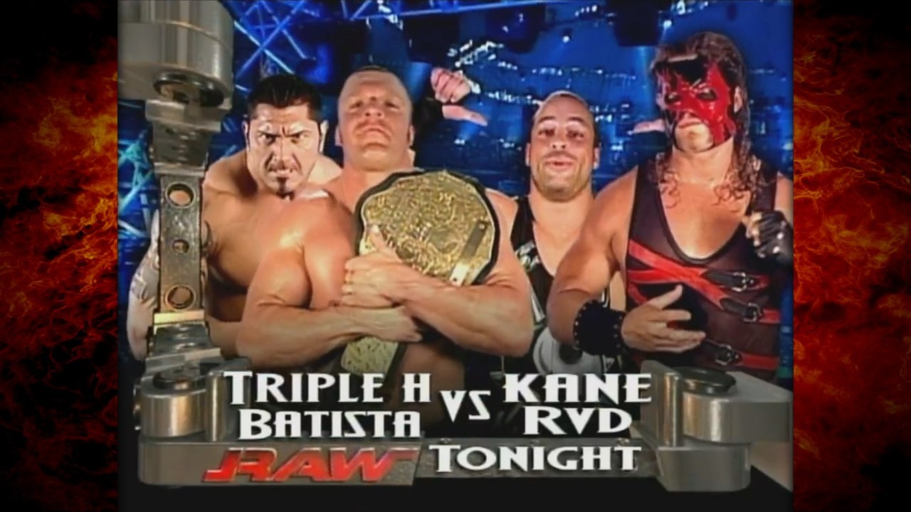Kane & RVD vs Triple H & Batista w/ Ric Flair & Randy Orton (Batista  Removes Kane's Mask)! 1/27/03 - video Dailymotion
