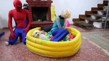 MERMAID FROZEN ELSA IN BALL PIT POOL!! w/ Spiderman, Pink Spidergirl, Baby Elsa, Venom, Doctor