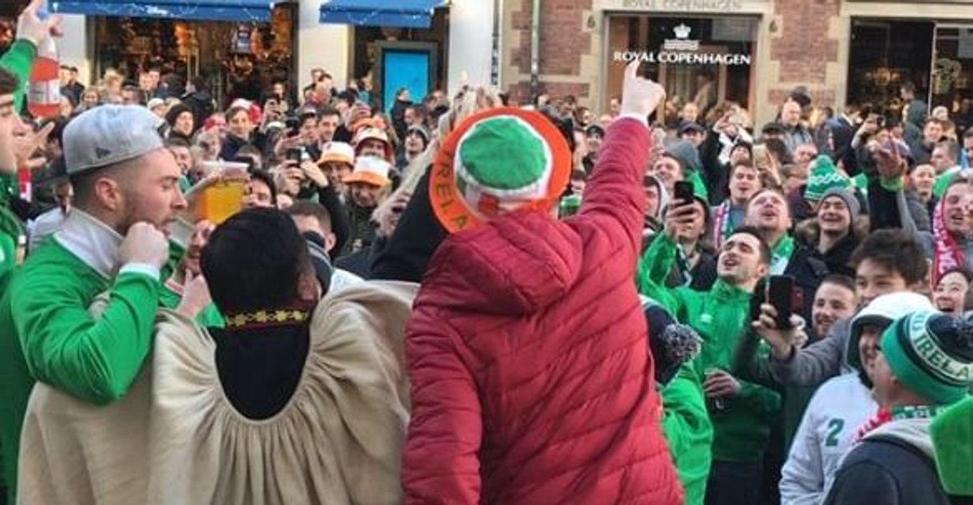 Irish Fans Sing Ahead of Match with Denmark