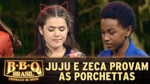 Juju e Zeca provam as porchettas dos churrasqueiros