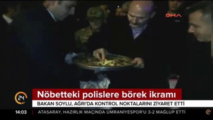 Bakan Soylu'dan polislere börek ikramı