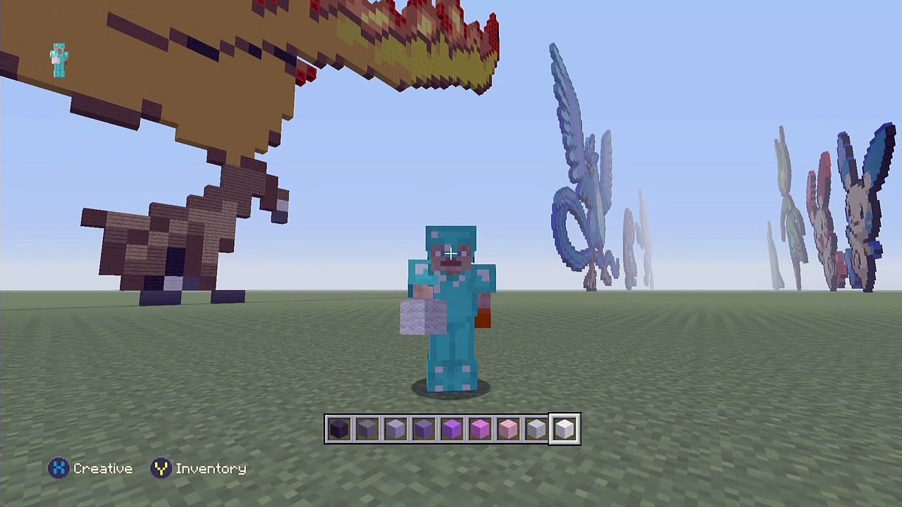 Minecraft Pixel Art Tutorial - Mewtwo (Pokemon)