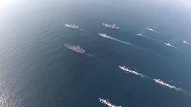 Aerial Footage Said to Show 'Rare' Three-Air-Carrier Exercise in Western Pacific