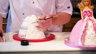 How To Make A Barbie Doll / Princess Cake with icing - Cake Craft World Video 9