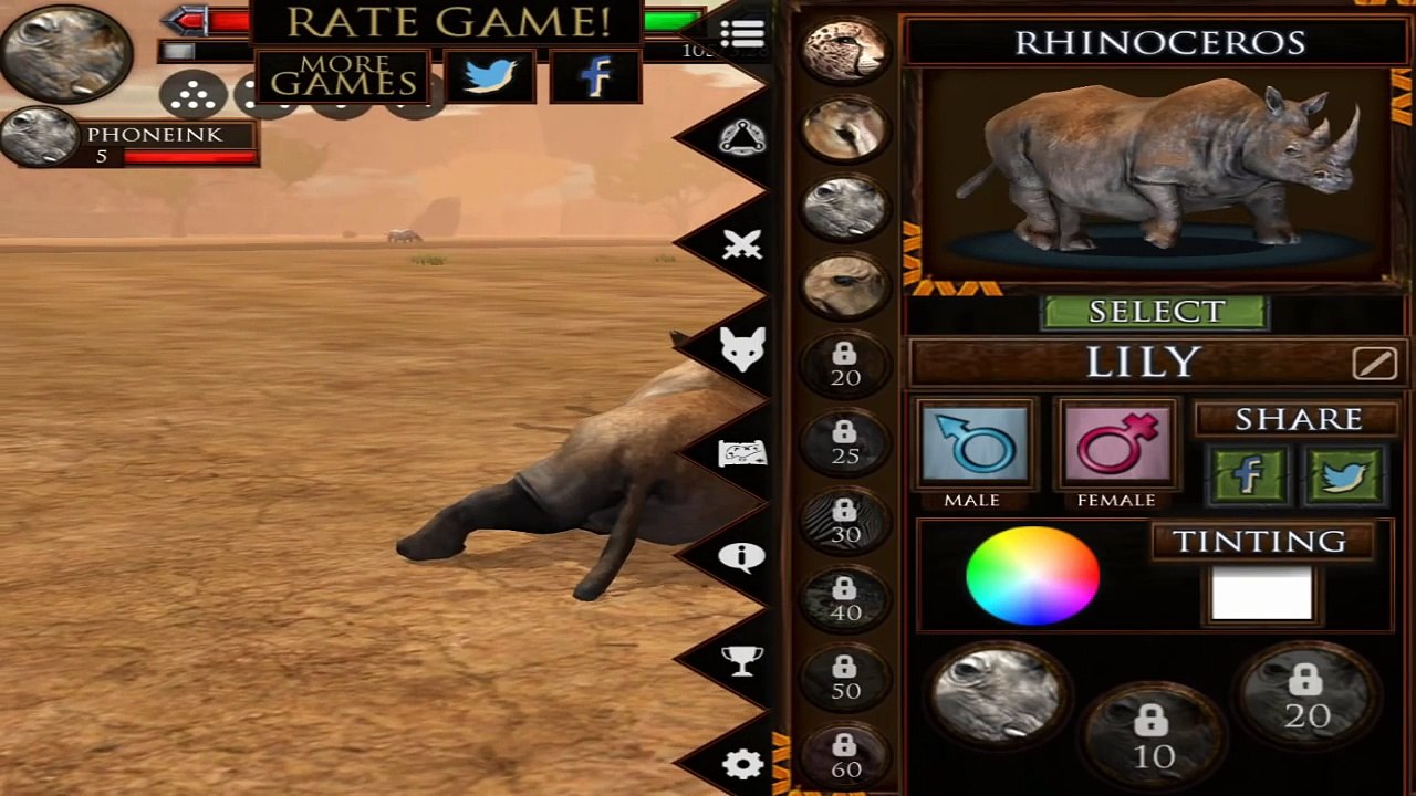 Ultimate Savanna Simulator - Rhinoceros - Android/iOS - Gameplay Part 4