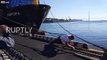 Break records, not backs - Watch Russian strongman pull 5000-TONNE vessel in Vladivostok
