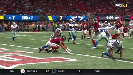 Matt Ryan somehow gets pass to Julio Jones in red zone