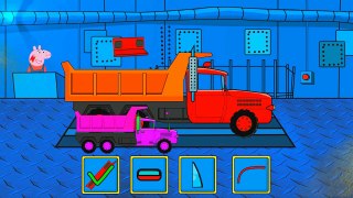 Peppa Car Painting. Learn Colors with Monster Trucks and other Vehicles for Children