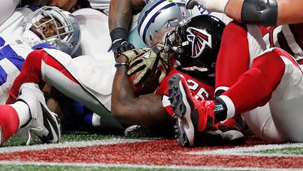 Tevin Coleman moves the pile, powers into the end zone