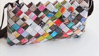 DIY Woven Paper Bag - Sac en Magazine
