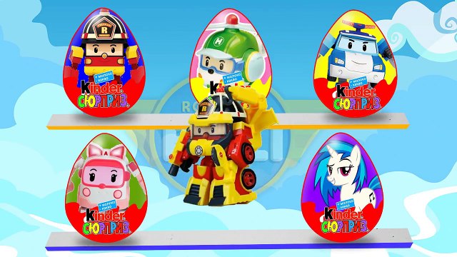 Робокар Поли Май Литл Пони Яйца с сюрпризом Киндеры Учим цвета Машинки Surprise Eggs Learn colors