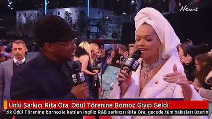 Ünlü Şarkıcı Rita Ora, Ödül Törenine Bornoz Giyip Geldi