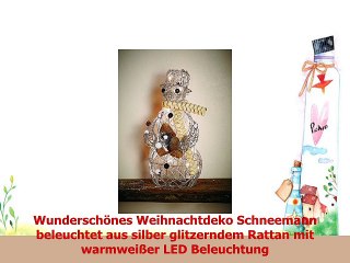 Download Video: Deko Figur Weihnachten Weihnachts Dekoration Schneemann glitzer silber Rattan  mit