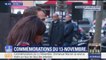 Emmanuel Macron et Anne Hidalgo déposent une gerbe de fleurs devant "La belle équipe", où 21 vies ont été fauchées le 13-Novembre 2015