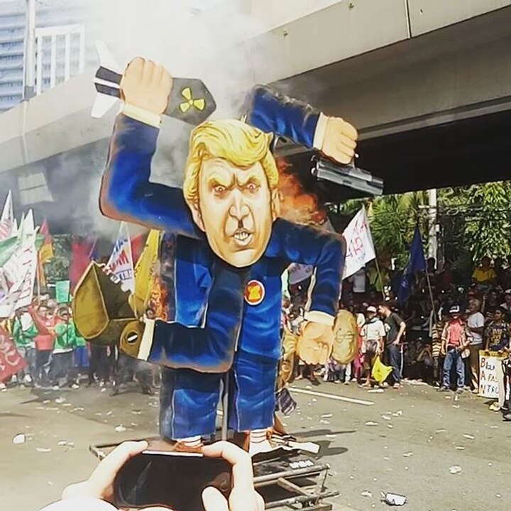 Trump Effigy Burned in Manila Protest