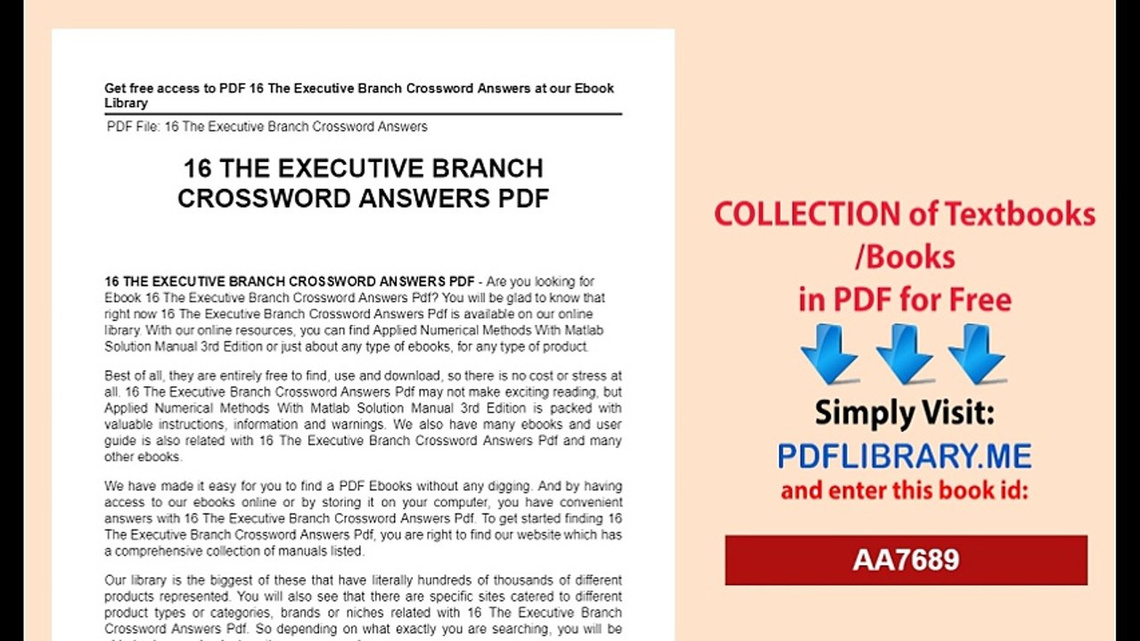 16. The Executive Branch Crossword Answers