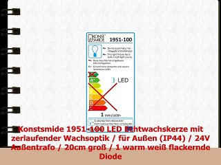 Konstsmide 1951100 LED Echtwachskerze mit zerlaufender Wachsoptik  für Außen IP44