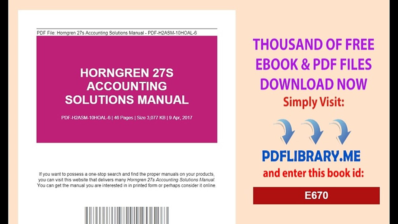 Horngren 27s Accounting Solutions Manual