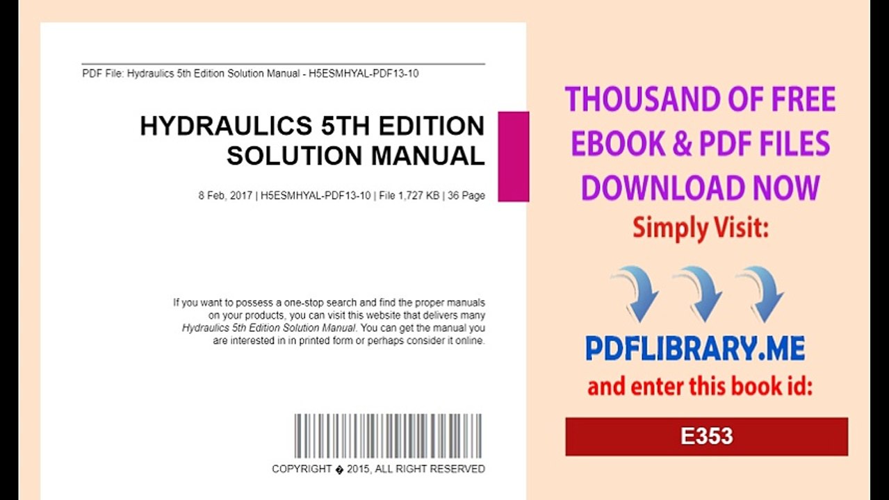 Hydraulics 5th Edition Solution Manual