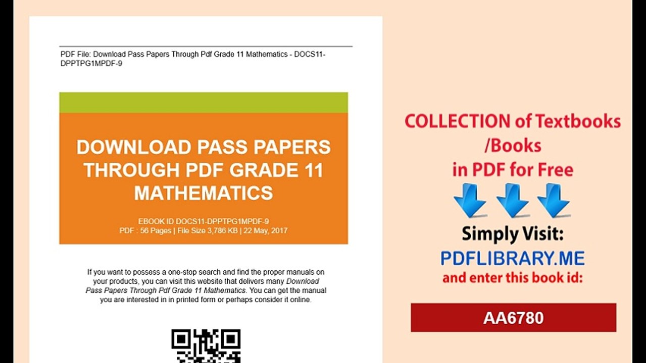 Download Pass Papers Through Pdf...grade 11 Mathematics