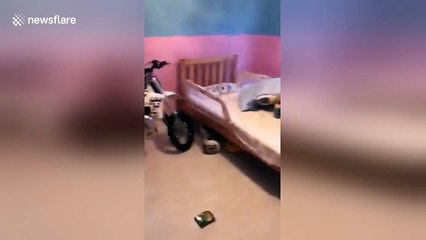 Girl moved to tears as she gets first motorcross bike