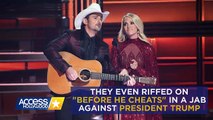 Carrie Underwood & Brad Paisley Zing Donald Trump, Hillary Clinton & Country Stars On CMA Stage