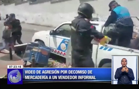 Video de agresión por decomiso de mercadería a un vendedor informal
