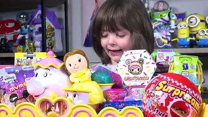 HUGE Beauty and the Beast Surprise Toys Tea Party Blind Bags Disney Princess Girls Kinder Playtime