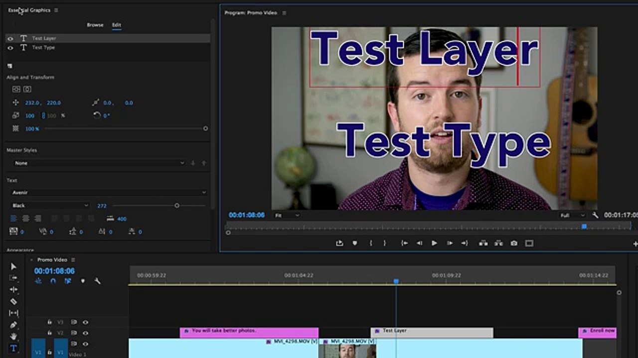 Titles and Essential Graphics Tutorial in Adobe Premiere Pro CC 2017