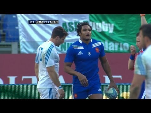 Benjamin Fall Try Italy v France Rugby Match 03 Feb 2013