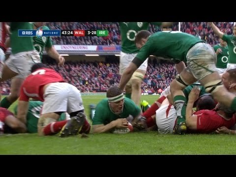Brian O'Driscoll Try Wales v Ireland Rugby Match 02 Feb 2013