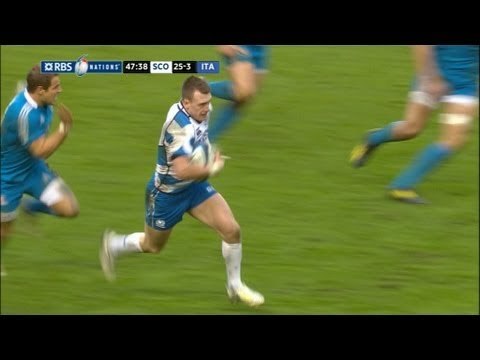 Outstanding Stuart Hogg Length of Pitch Intercept Try Scotland v Italy 09 Feb 2013