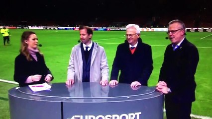 Swedish Players Celebrate With TV Comentators!