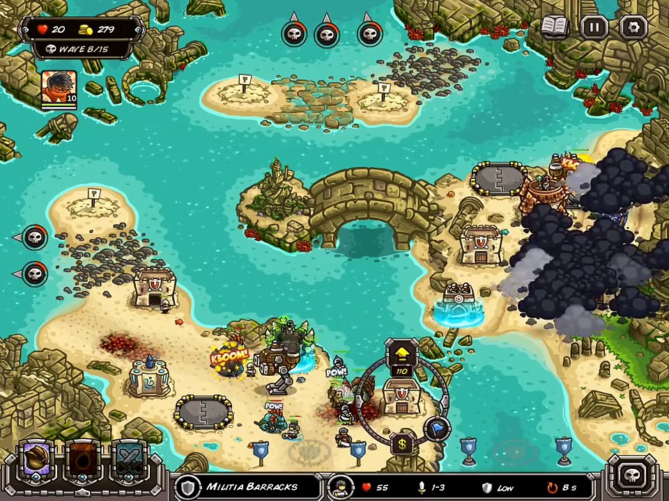 Kingdom Rush Frontiers Walkthrough Level 18 The Sunken Citadel [Veteran] [3 Stars]