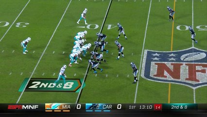 2017 - Miami Dolphins running back Damien Williams doesn't stand a chance against Carolina Panthers linebacker Luke Kuechly