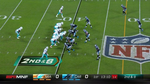 2017 - Miami Dolphins running back Damien Williams doesn't stand a chance against Carolina Panthers linebacker Luke Kuechly