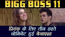 Bigg Boss 11: Benafsha nominates herself to save Priyank Sharma | Filmibeat