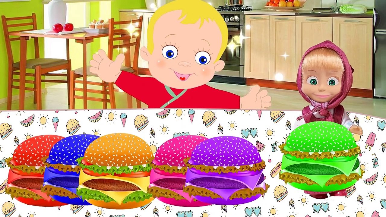 Маша и Медведь Мультики. Учим цвета новые серии Masha and the Bear Learning Colors with Hamburgers