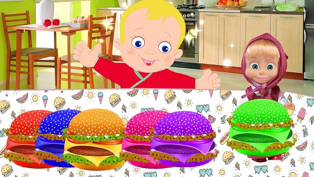 Маша и Медведь Мультики. Учим цвета новые серии Masha and the Bear Learning Colors with Hamburgers
