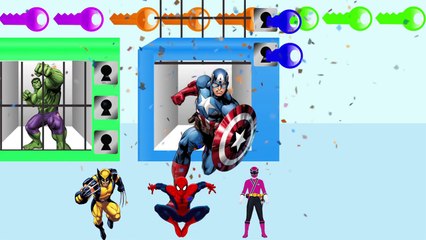 Learn Colors with Keys - Spiderman, Hulk, Superman in Jail - Learn Colors for Kids