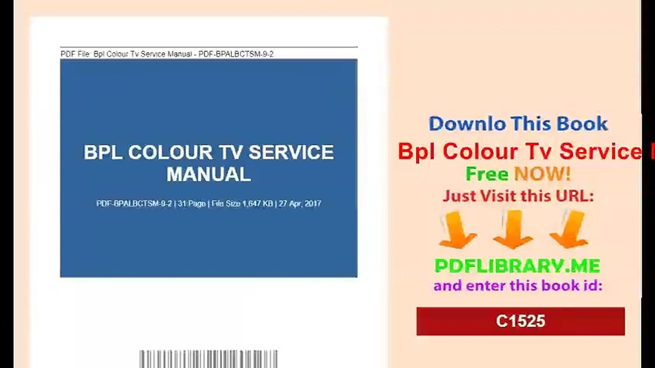 Bpl Colour Tv Service Manual