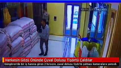 Herkesin Gözü Önünde Çuval Dolusu Tişörtü Çaldılar